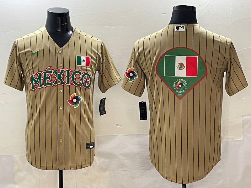 Men Mexico Blank Brown Stripe Joint Name 2025 Nike MLB Jersey style 16